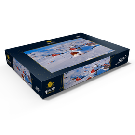 Darstellung des Puzzle Motivs Blick über das Hüttendorf Ustaoset, Buskerud, Hallingdal, Norwegen - Puzzleteile: 500