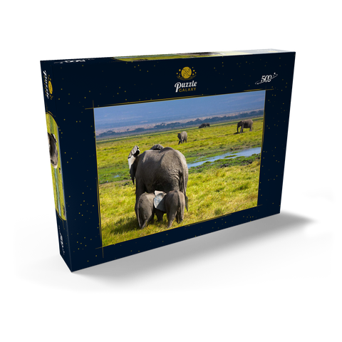Elefanten (Loxodonta africana)  im Amboseli-Nationalpark 500 Puzzle Schachtel Ansicht2