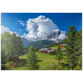 Darstellung des Puzzle-Motivs Am Col Raiser gegen Langkofel (3181m), St. Christina in Gröden, Dolomiten, Südtirol – Puzzleteile: 1000