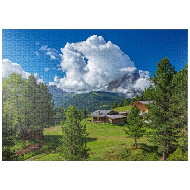 puzzleplate Am Col Raiser gegen Langkofel (3181m), St. Christina in Gröden, Dolomiten, Trentino-Südtirol 1000 Puzzle