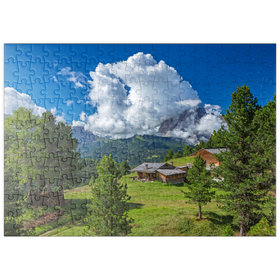 Darstellung des Puzzle-Motivs Am Col Raiser gegen Langkofel (3181m), St. Christina in Gröden, Dolomiten, Südtirol – Puzzleteile: 200