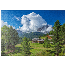 Darstellung des Puzzle-Motivs Am Col Raiser gegen Langkofel (3181m), St. Christina in Gröden, Dolomiten, Südtirol – Puzzleteile: 500