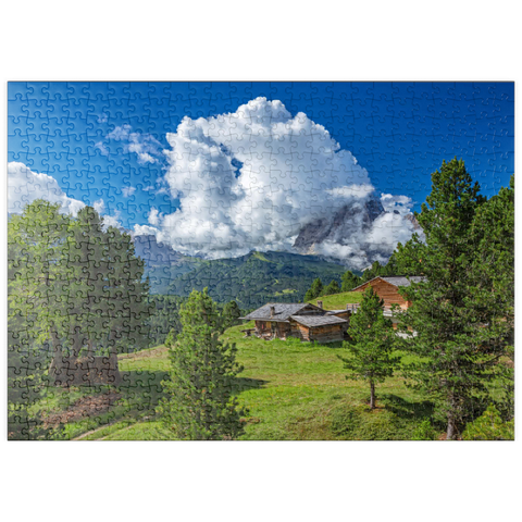 puzzleplate Am Col Raiser gegen Langkofel (3181m), St. Christina in Gröden, Dolomiten, Trentino-Südtirol 500 Puzzle