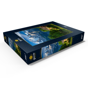 Alternative Darstellung des Puzzle-Motivs Isenfluh, Weiler Sulwald (1520m) Hütte gegen Jungfrau (4158m) – Puzzleteile: 1000