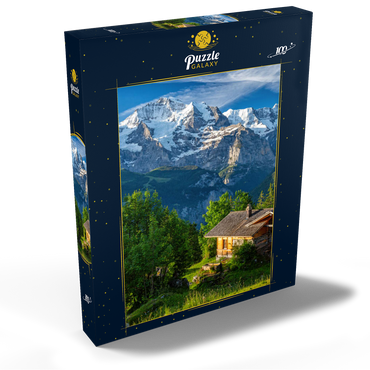 Isenfluh, Weiler Sulwald (1520m) Hütte gegen Jungfrau (4158m) 100 Puzzle Schachtel Ansicht2