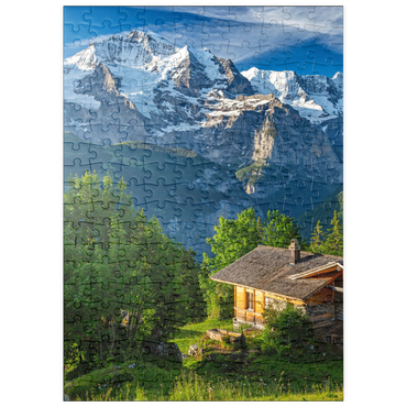 puzzleplate Isenfluh, Weiler Sulwald (1520m) Hütte gegen Jungfrau (4158m) 200 Puzzle