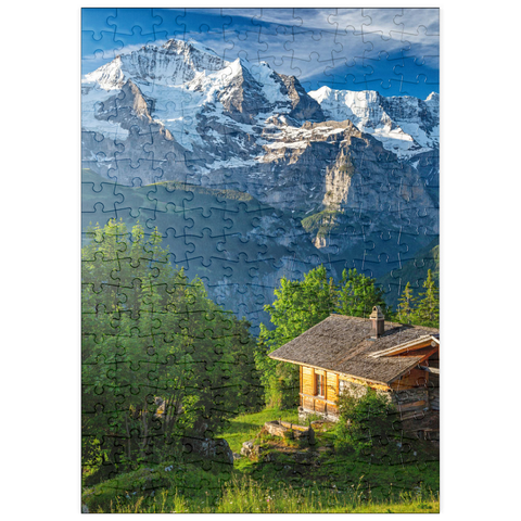 puzzleplate Isenfluh, Weiler Sulwald (1520m) Hütte gegen Jungfrau (4158m) 200 Puzzle