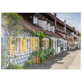 Darstellung des Puzzle Motivs Wohnhäuser der Stadtsoldaten im Mittelalter, Kasarmen innerhalb der Stadtmauer - Puzzleteile: 100