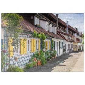 Darstellung des Puzzle Motivs Wohnhäuser der Stadtsoldaten im Mittelalter, Kasarmen innerhalb der Stadtmauer - Puzzleteile: 500