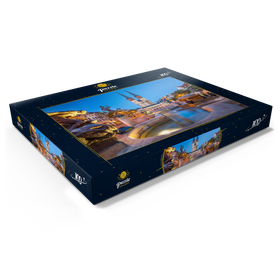 Darstellung des Puzzle Motivs Göbel Brunnen am Hallmarkt mit der Marktkirche St. Marien, Marienkirche - Puzzleteile: 100