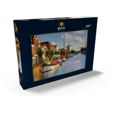 Hafen im Stadtteil Delfshaven mit der Windmühle de Disteleerketel, Rotterdam 1000 Puzzle Schachtel Ansicht2