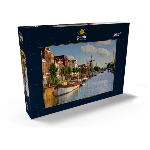 Hafen im Stadtteil Delfshaven mit der Windmühle de Disteleerketel, Rotterdam 1000 Puzzle Schachtel Ansicht2