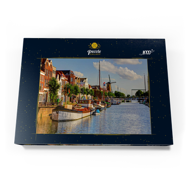 Hafen im Stadtteil Delfshaven mit der Windmühle de Disteleerketel, Rotterdam 1000 Puzzle Schachtel Ansicht3