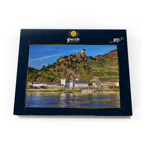 Blick über den Rhein mit Burg Gutenfels in Kaub, Rheintal 100 Puzzle Schachtel Ansicht3