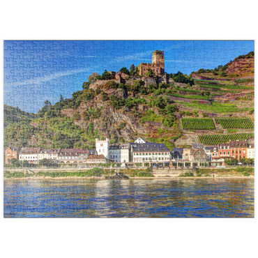 puzzleplate Blick über den Rhein mit Burg Gutenfels in Kaub, Rheintal 500 Puzzle
