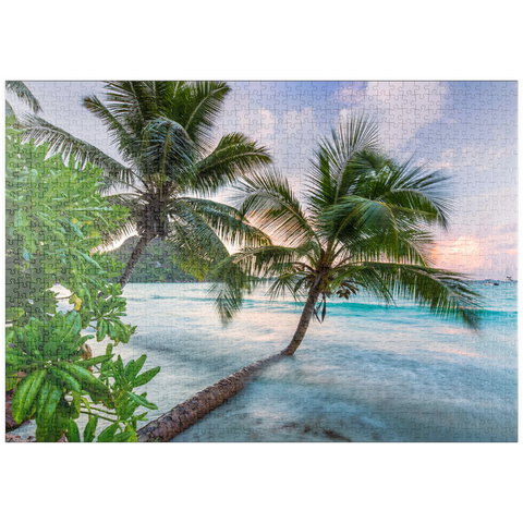 puzzleplate Abend an der Anse Volbert, Insel Praslin, Seychellen 1000 Puzzle