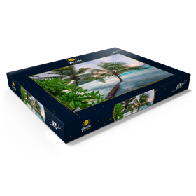 Darstellung des Puzzle Motivs Abend an der Anse Volbert, Insel Praslin, Seychellen - Puzzleteile: 100