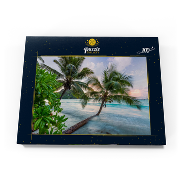 Abend an der Anse Volbert, Insel Praslin, Seychellen 100 Puzzle Schachtel Ansicht3