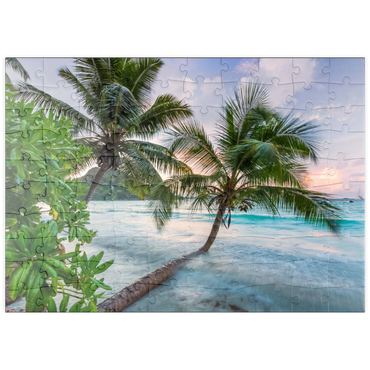 puzzleplate Abend an der Anse Volbert, Insel Praslin, Seychellen 100 Puzzle