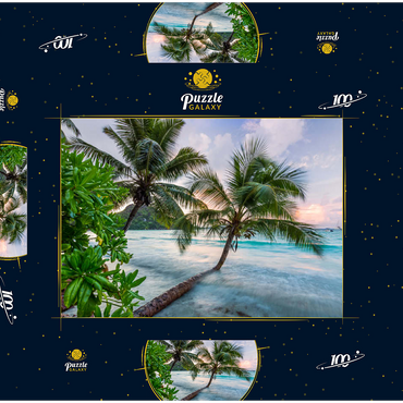 Abend an der Anse Volbert, Insel Praslin, Seychellen 100 Puzzle Schachtel 3D Modell