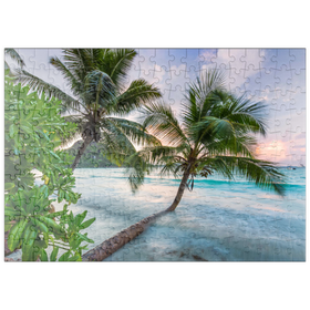 Darstellung des Puzzle-Motivs Abend an der Anse Volbert, Insel Praslin, Seychellen – Puzzleteile: 200