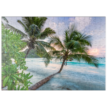 puzzleplate Abend an der Anse Volbert, Insel Praslin, Seychellen 200 Puzzle