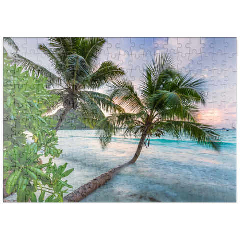 puzzleplate Abend an der Anse Volbert, Insel Praslin, Seychellen 200 Puzzle