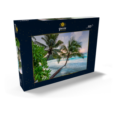 Abend an der Anse Volbert, Insel Praslin, Seychellen 500 Puzzle Schachtel Ansicht2