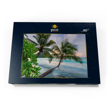 Abend an der Anse Volbert, Insel Praslin, Seychellen 500 Puzzle Schachtel Ansicht3