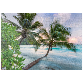 Darstellung des Puzzle-Motivs Abend an der Anse Volbert, Insel Praslin, Seychellen – Puzzleteile: 500