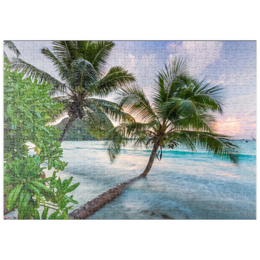 puzzleplate Abend an der Anse Volbert, Insel Praslin, Seychellen 500 Puzzle
