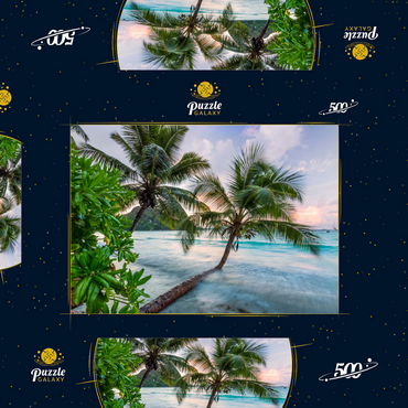 Abend an der Anse Volbert, Insel Praslin, Seychellen 500 Puzzle Schachtel 3D Modell