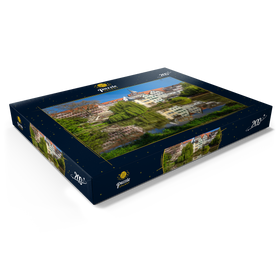 Darstellung des Puzzle Motivs Tübinger Altstadt mit Stiftskirche am Neckar - Puzzleteile: 200