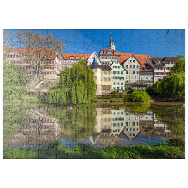puzzleplate Tübinger Altstadt mit Stiftskirche am Neckar 200 Puzzle