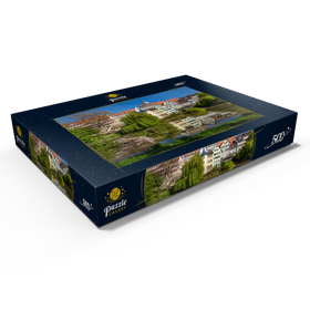 Darstellung des Puzzle Motivs Tübinger Altstadt mit Stiftskirche am Neckar - Puzzleteile: 500