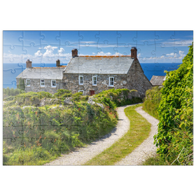 Darstellung des Puzzle Motivs Weg zu einem Farmhaus am Cape Cornwall, Penwith Peninsula, Cornwall - Puzzleteile: 100