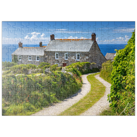 Darstellung des Puzzle-Motivs Weg zu einem Farmhaus am Cape Cornwall, Penwith Peninsula, Cornwall – Puzzleteile: 200