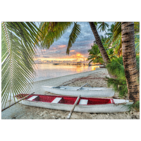 Darstellung des Puzzle Motivs Palmenstrand am Hotel Les Tipaniers am Hauru Point, Insel Moorea - Puzzleteile: 1000