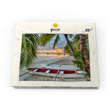 Palmenstrand am Hotel Les Tipaniers am Hauru Point, Insel Moorea 100 Puzzle Schachtel Ansicht3