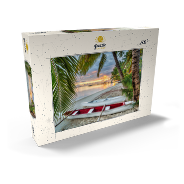 Palmenstrand am Hotel Les Tipaniers am Hauru Point, Insel Moorea 500 Puzzle Schachtel Ansicht2