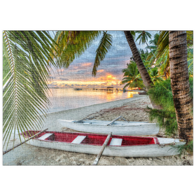 Darstellung des Puzzle Motivs Palmenstrand am Hotel Les Tipaniers am Hauru Point, Insel Moorea - Puzzleteile: 500