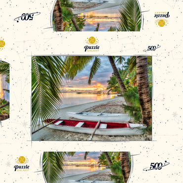 Palmenstrand am Hotel Les Tipaniers am Hauru Point, Insel Moorea 500 Puzzle Schachtel 3D Modell