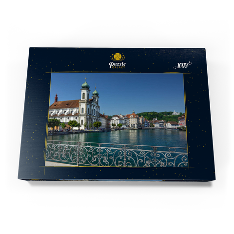Blick vom Rathaussteg über die Reuss zur Jesuitenkirche, Luzern 1000 Puzzle Schachtel Ansicht3