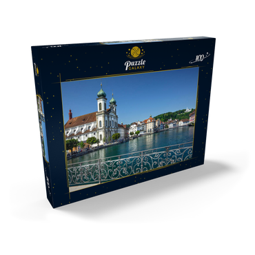 Blick vom Rathaussteg über die Reuss zur Jesuitenkirche, Luzern 100 Puzzle Schachtel Ansicht2