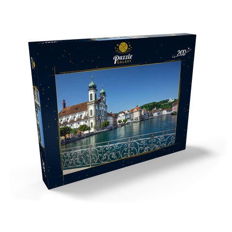 Blick vom Rathaussteg über die Reuss zur Jesuitenkirche, Luzern 200 Puzzle Schachtel Ansicht2