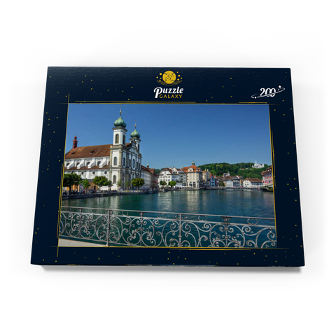 Blick vom Rathaussteg über die Reuss zur Jesuitenkirche, Luzern 200 Puzzle Schachtel Ansicht3