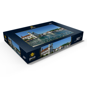 Darstellung des Puzzle Motivs Blick vom Rathaussteg über die Reuss zur Jesuitenkirche, Luzern - Puzzleteile: 500