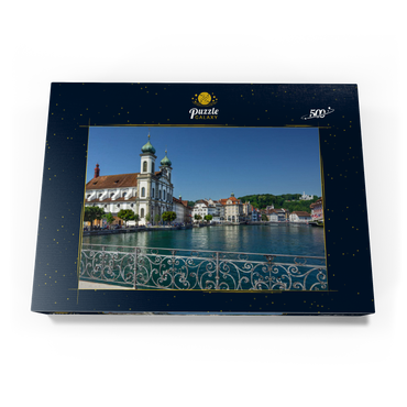 Blick vom Rathaussteg über die Reuss zur Jesuitenkirche, Luzern 500 Puzzle Schachtel Ansicht3