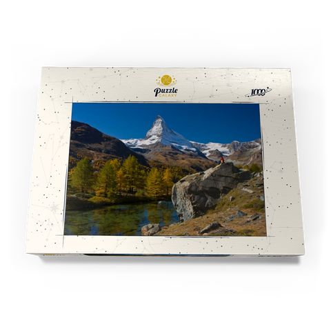 Grindjisee (2334 m) mit Blick auf das Matterhorn (4478 m) bei Zermatt (1620 m) 1000 Puzzle Schachtel Ansicht3
