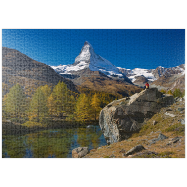 puzzleplate Grindjisee (2334 m) mit Blick auf das Matterhorn (4478 m) bei Zermatt (1620 m) 1000 Puzzle